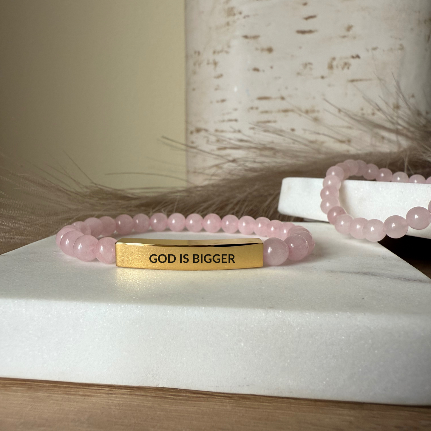 GOD IS BIGGER Natural Earth Stone Bracelet