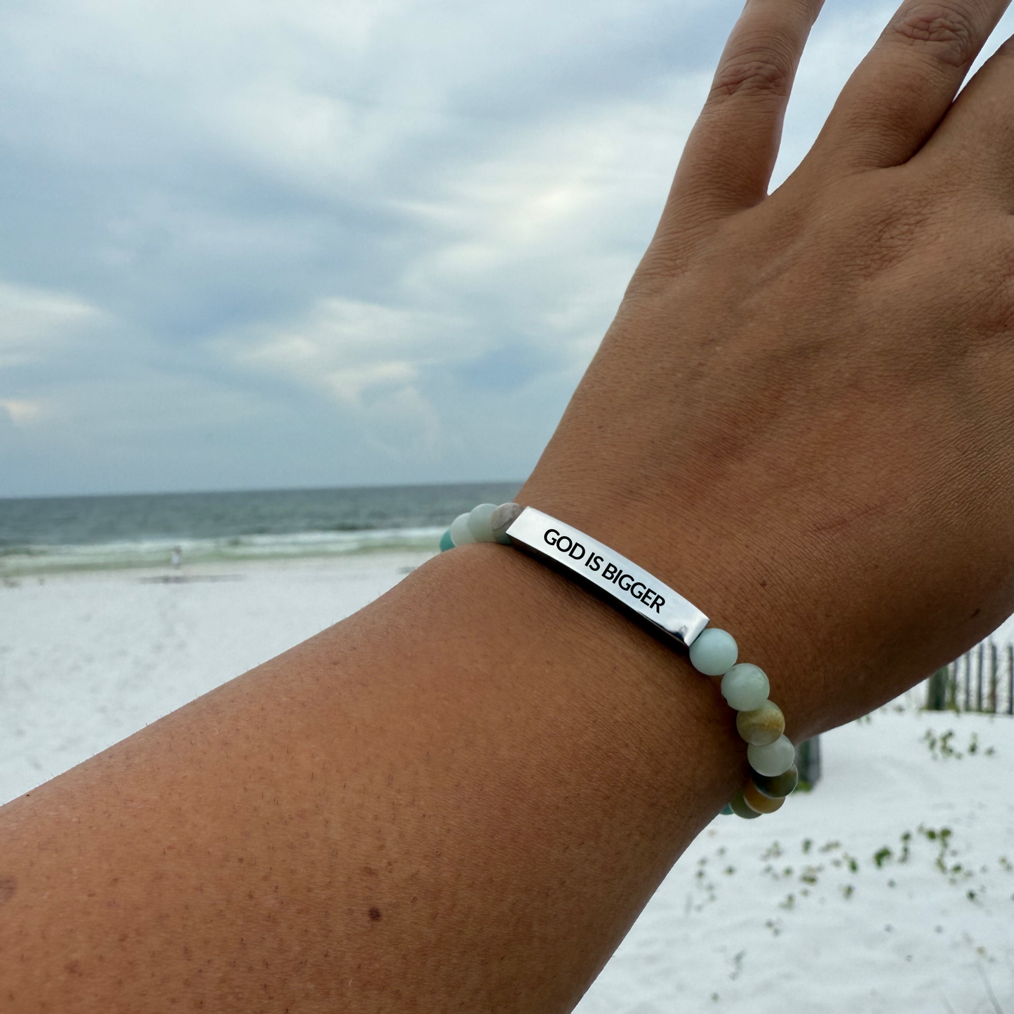 GOD IS BIGGER Natural Earth Stone Bracelet