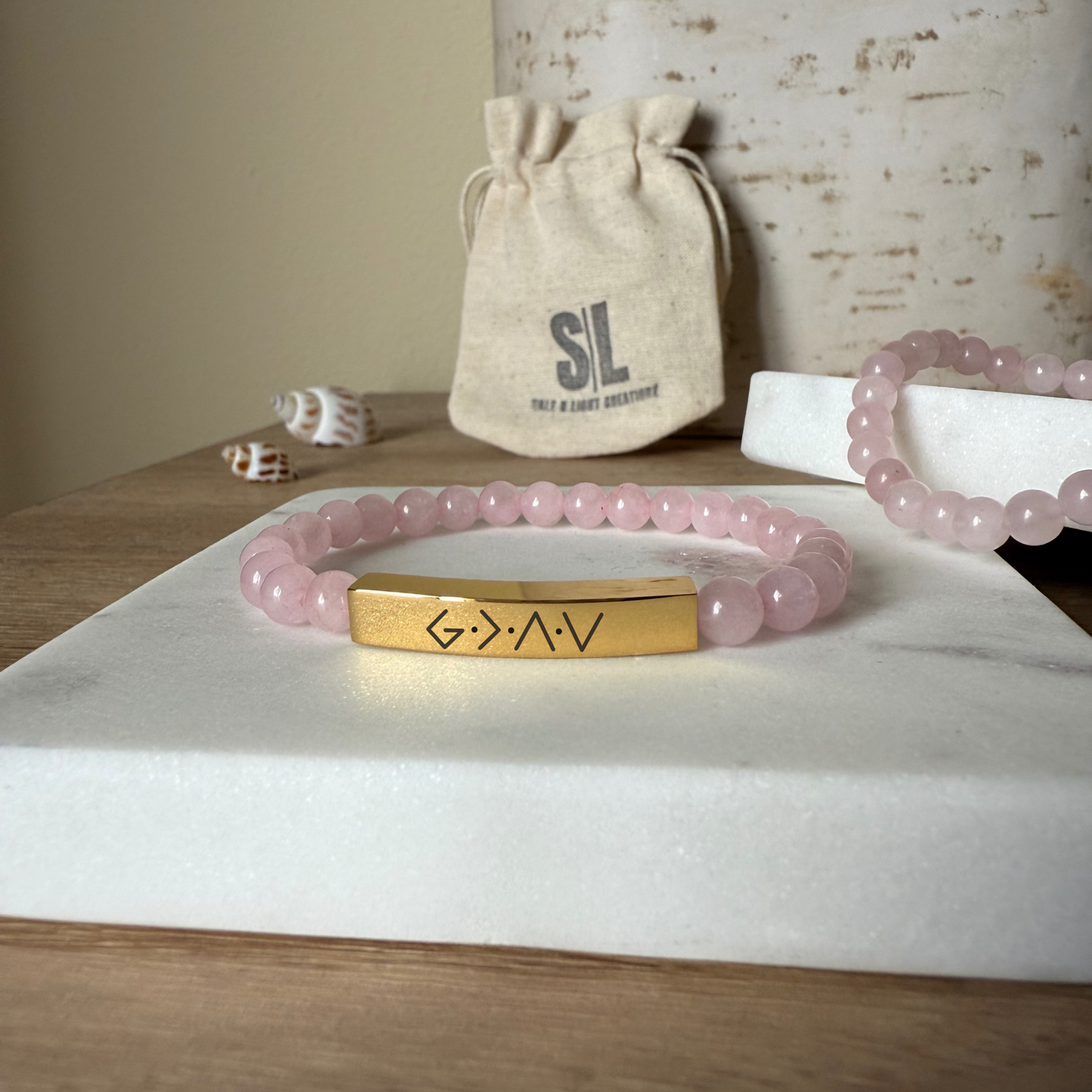 God Is Greater Than The Highs and Lows Natural Earth Stone Bracelet