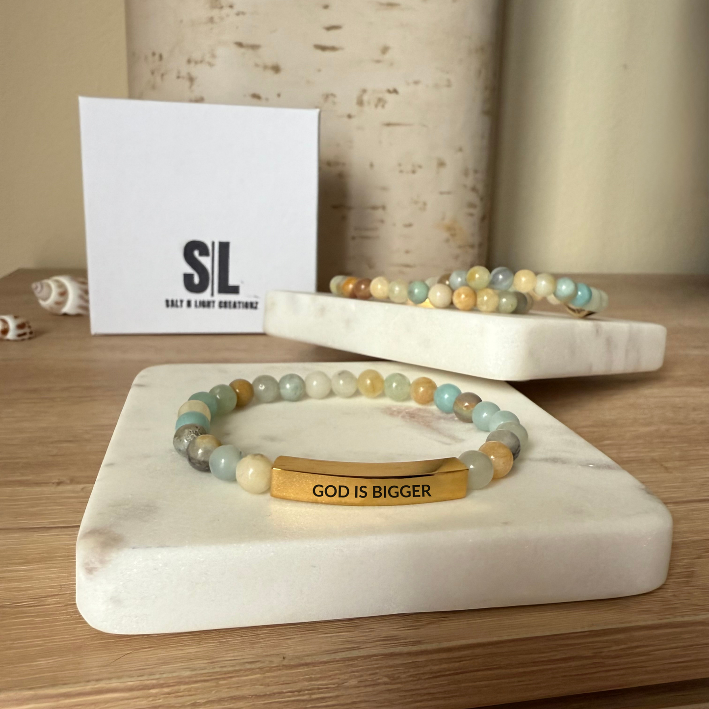 GOD IS BIGGER Natural Earth Stone Bracelet