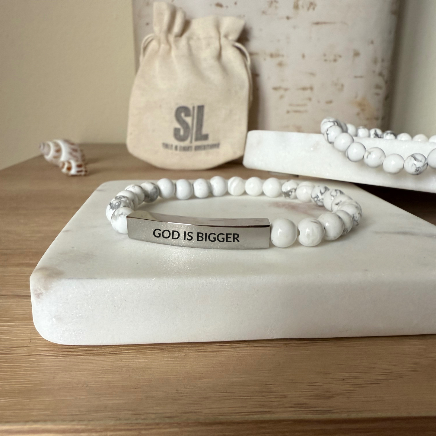 GOD IS BIGGER Natural Earth Stone Bracelet