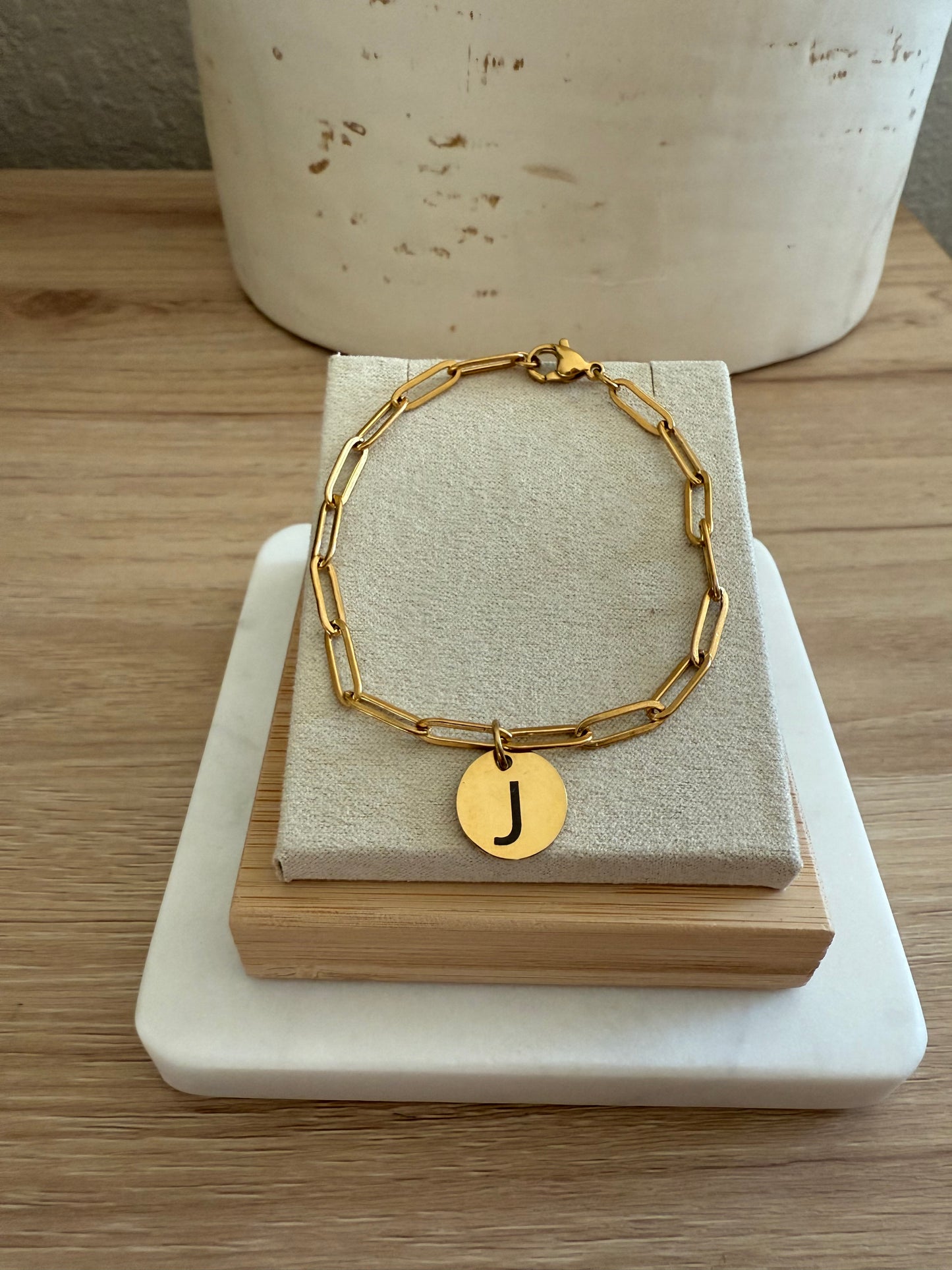 Paper Clip Initial Bracelet