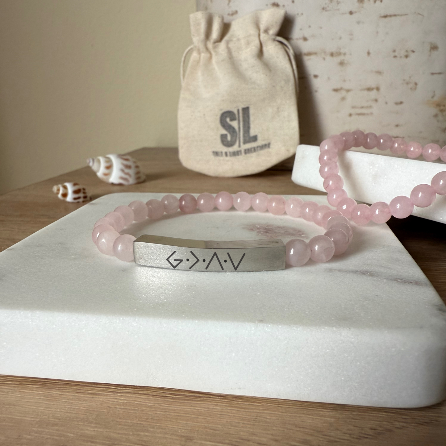 God Is Greater Than The Highs and Lows Natural Earth Stone Bracelet