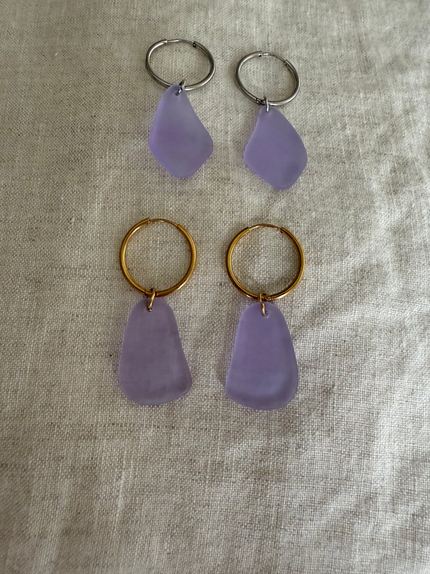 Purple Sea Glass Earrings
