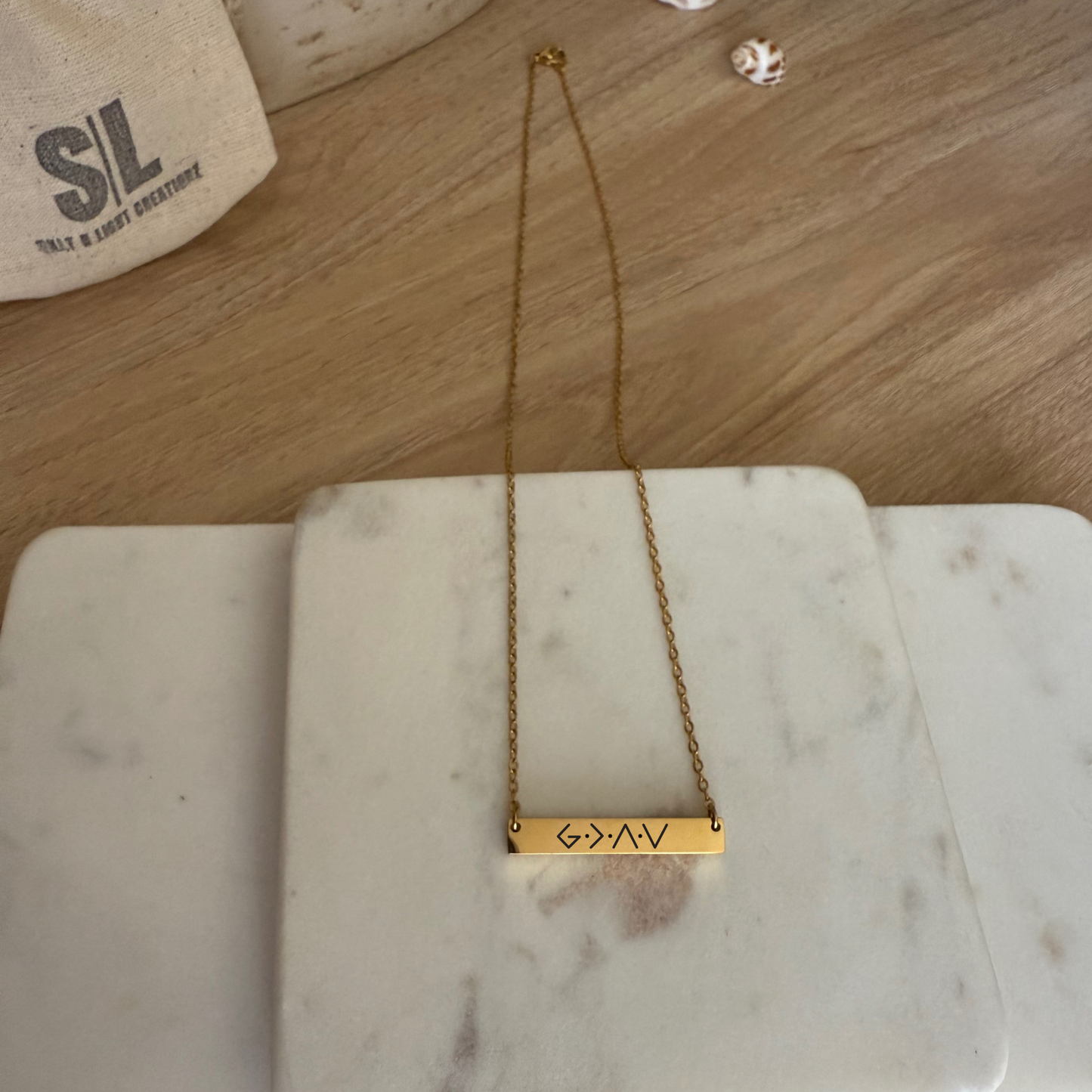 GOD IS GREATER THAN THE HIGHS AND LOWS Bar Necklace