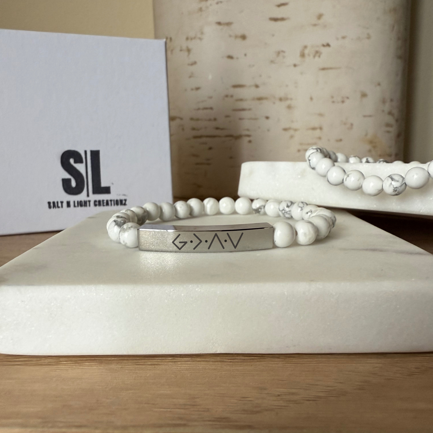 God Is Greater Than The Highs and Lows Natural Earth Stone Bracelet