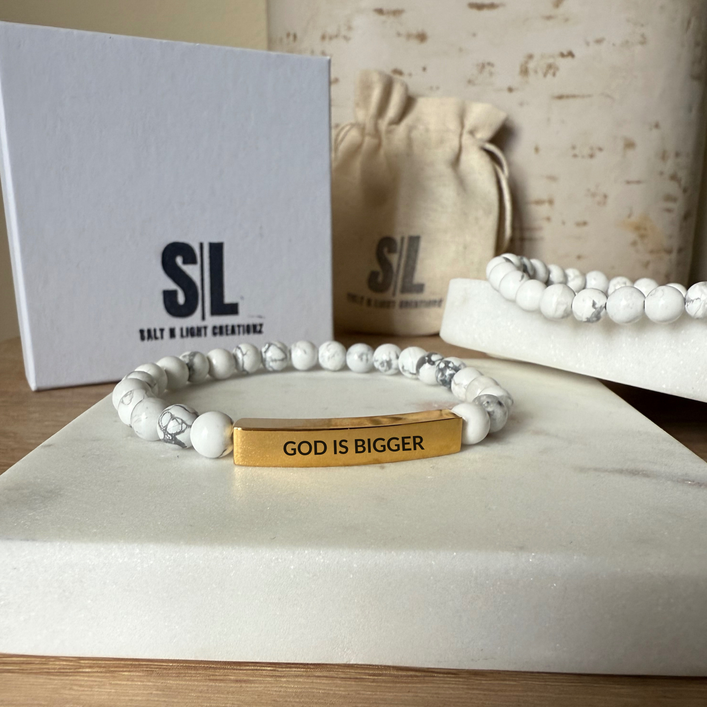 GOD IS BIGGER Natural Earth Stone Bracelet