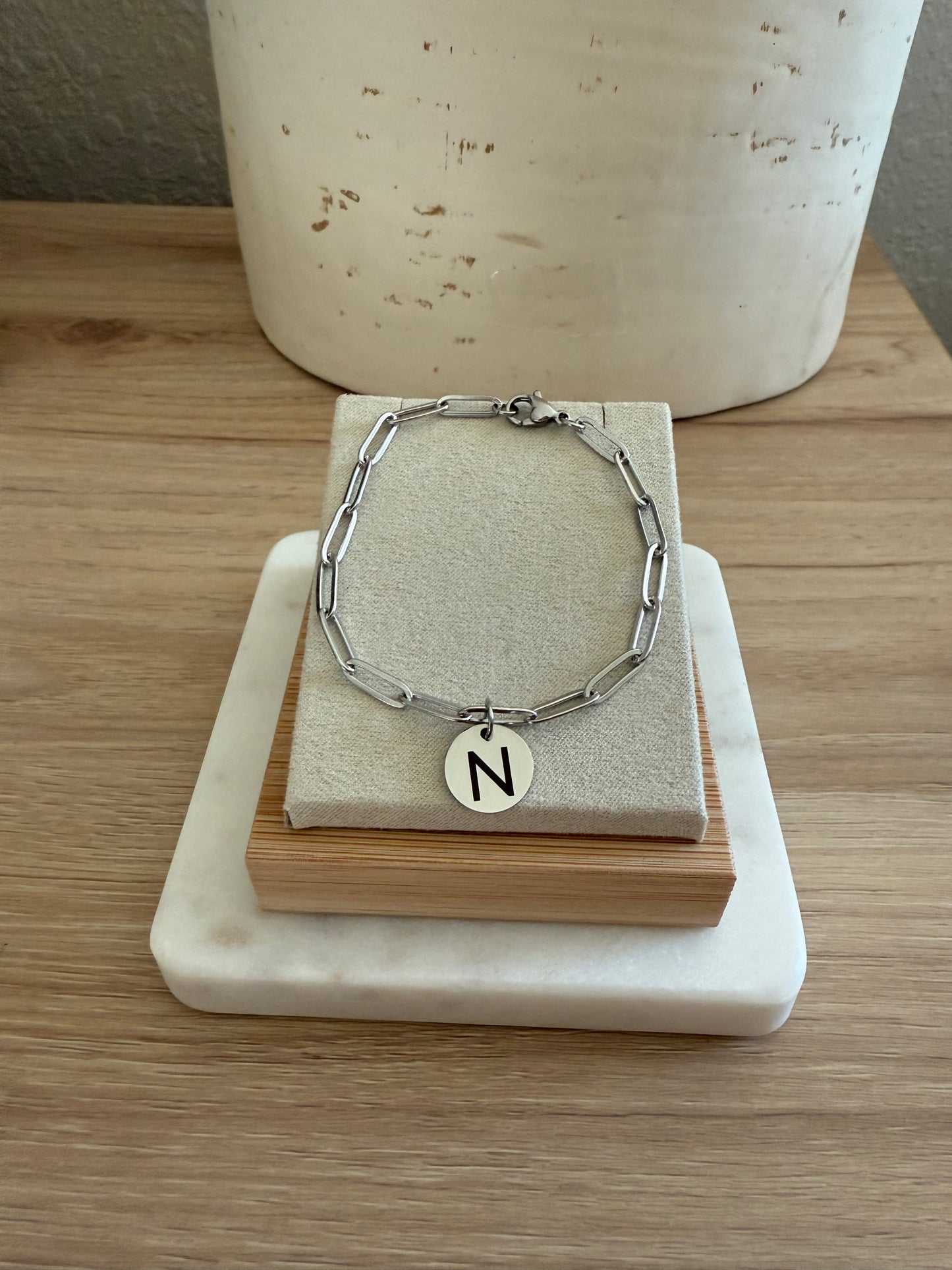 Paper Clip Initial Bracelet
