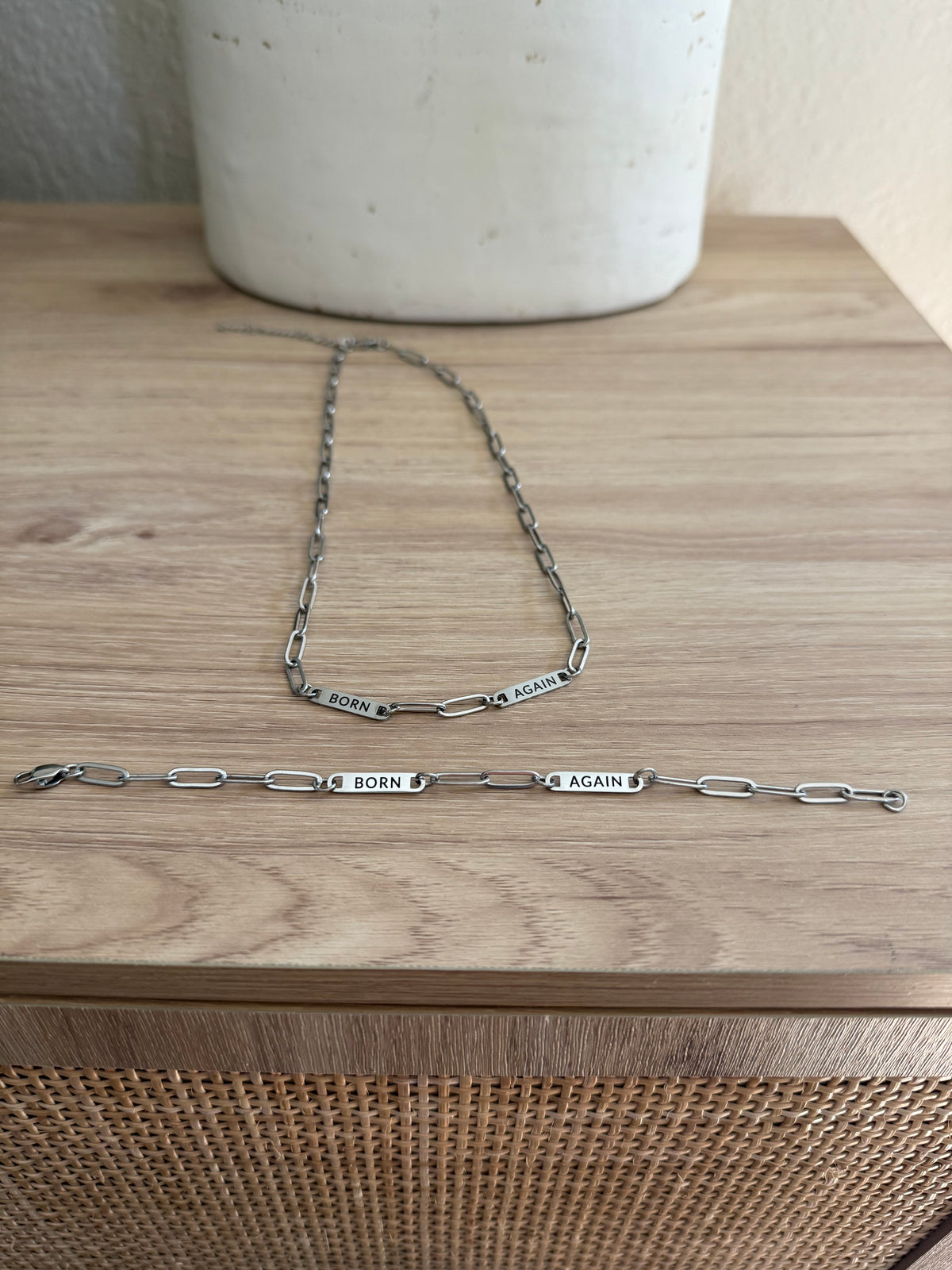 BORN AGAIN Identity Paperclip Necklace