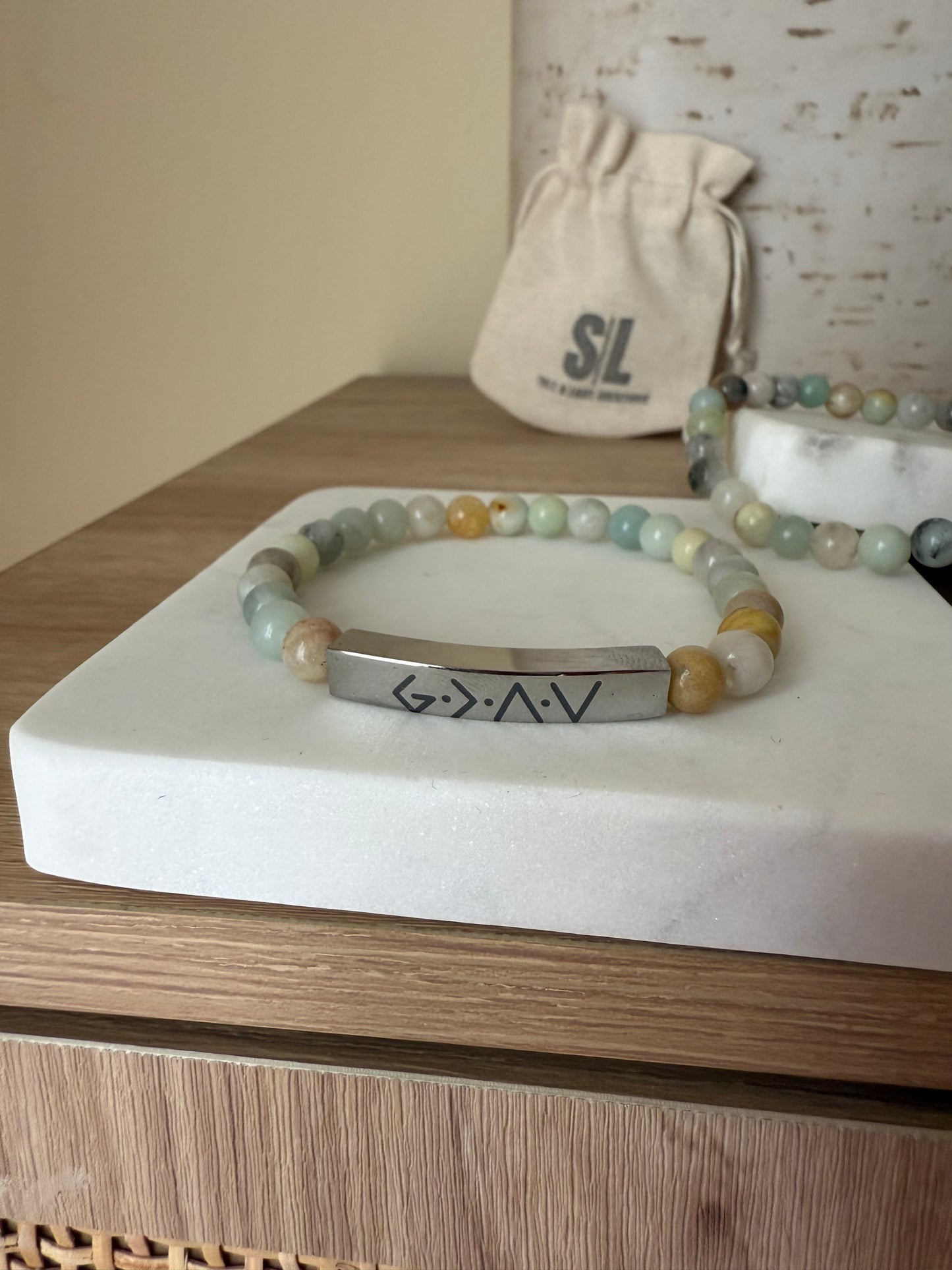 God Is Greater Than The Highs and Lows Natural Earth Stone Bracelet