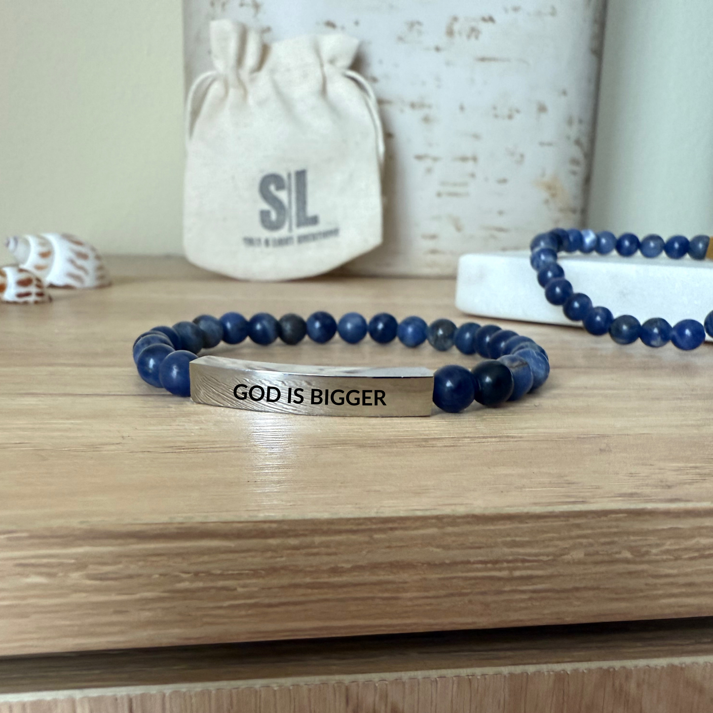 GOD IS BIGGER Natural Earth Stone Bracelet