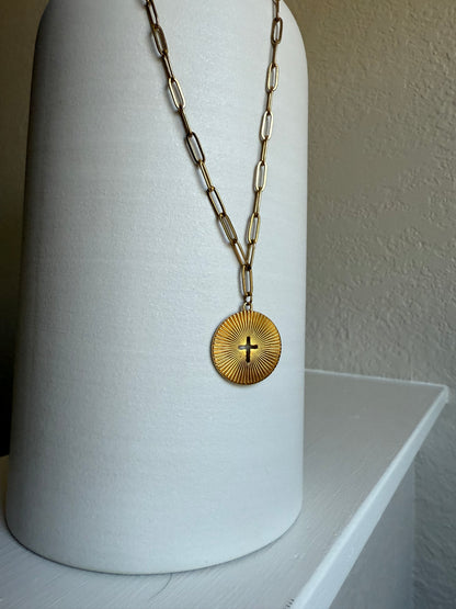 NEW Sun Burst Cross Paper Clip Necklace