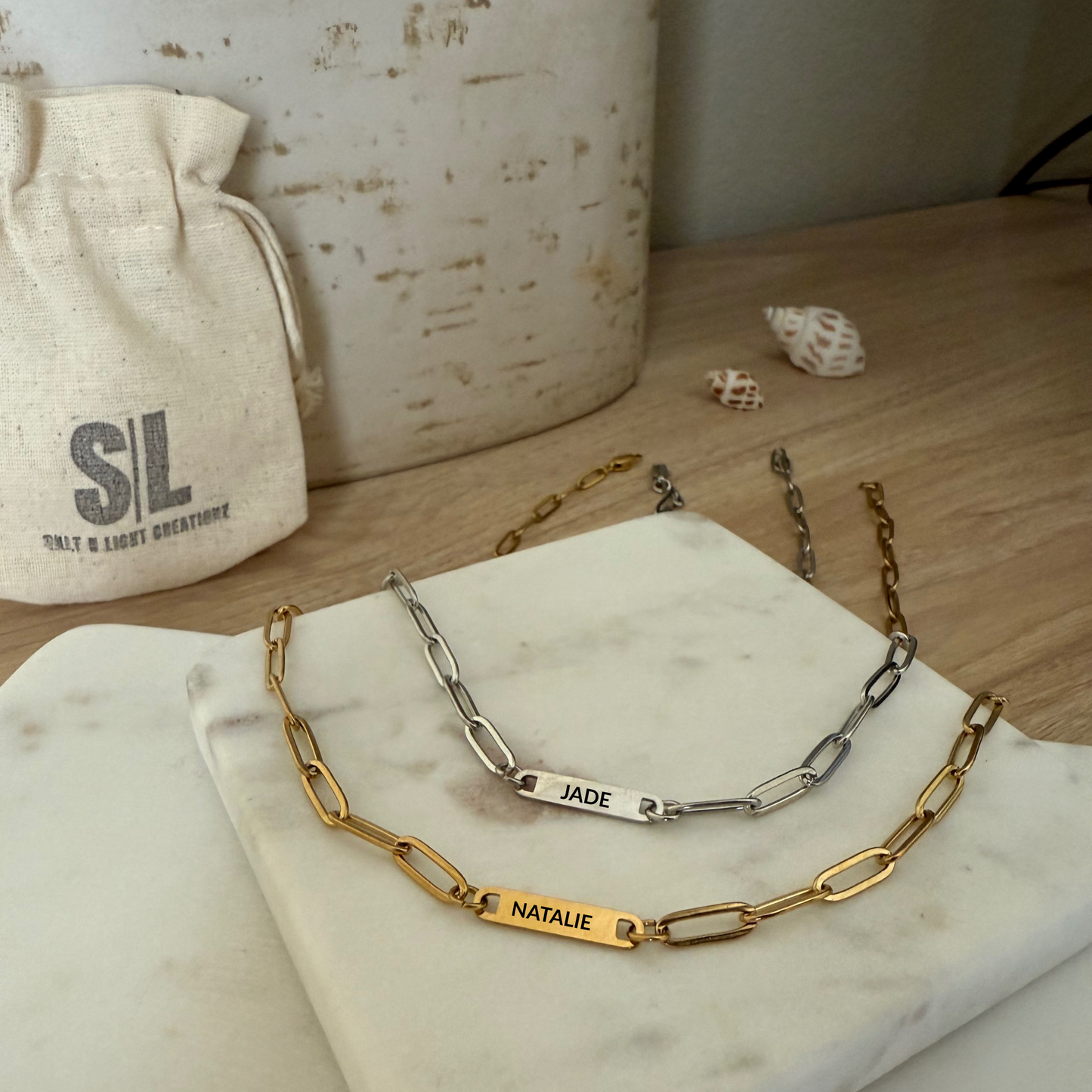 PERSONALIZED PAPER CLIP BAR NECKLACE