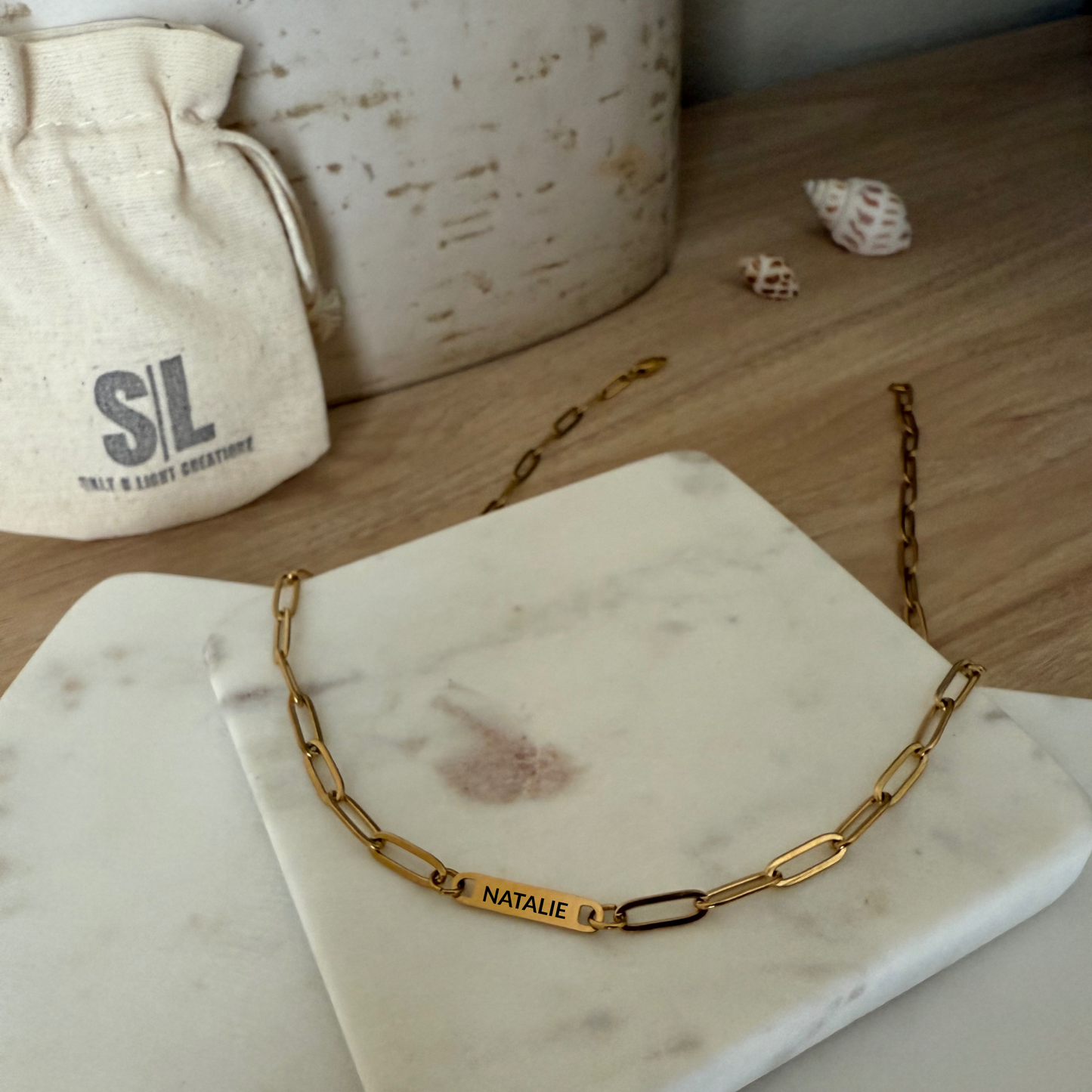 PERSONALIZED PAPER CLIP BAR NECKLACE