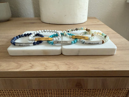 JESUS IS KING Natural Earth Stone Bracelet