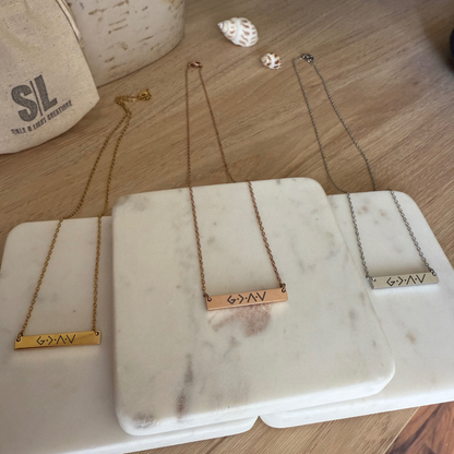 GOD IS GREATER THAN THE HIGHS AND LOWS Bar Necklace