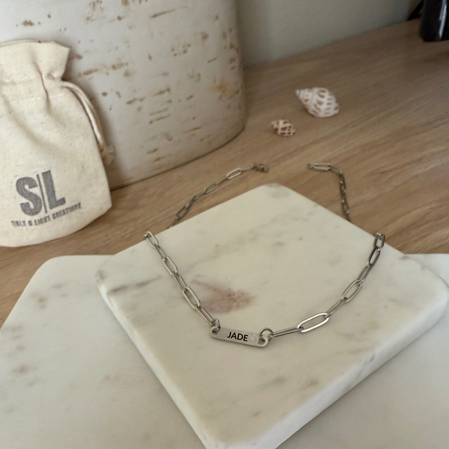 PERSONALIZED PAPER CLIP BAR NECKLACE