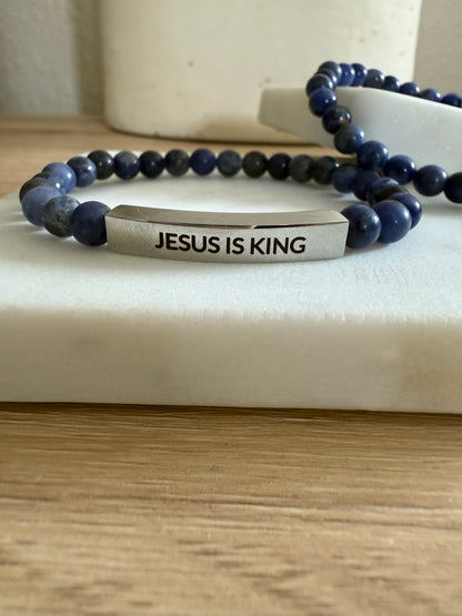 JESUS IS KING Natural Earth Stone Bracelet