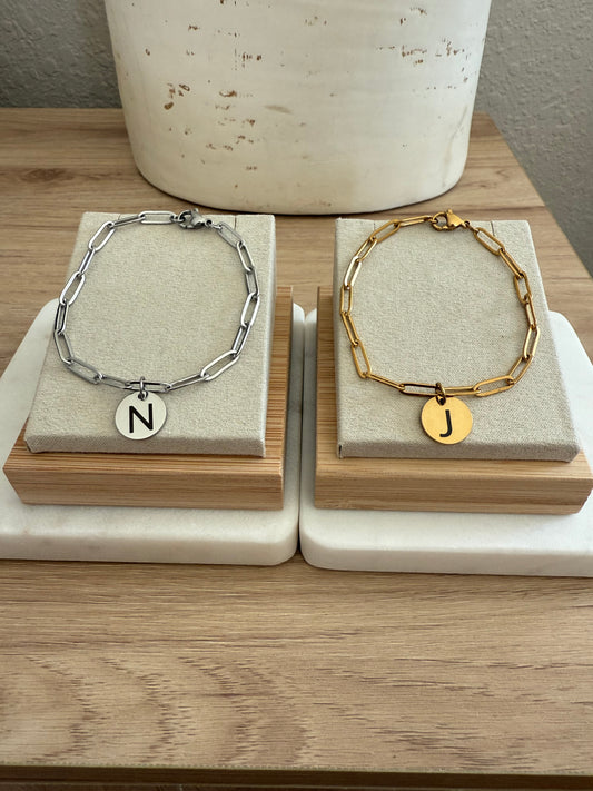 Paper Clip Initial Bracelet