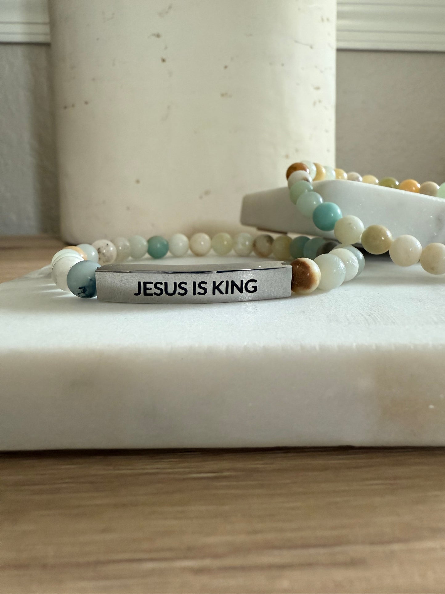 JESUS IS KING Natural Earth Stone Bracelet