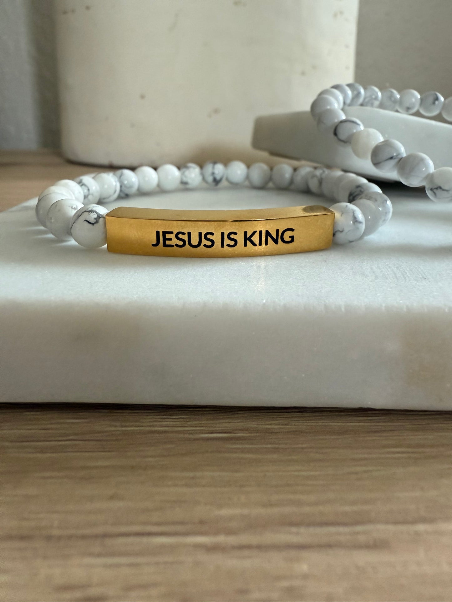 JESUS IS KING Natural Earth Stone Bracelet