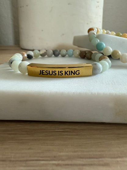 JESUS IS KING Natural Earth Stone Bracelet