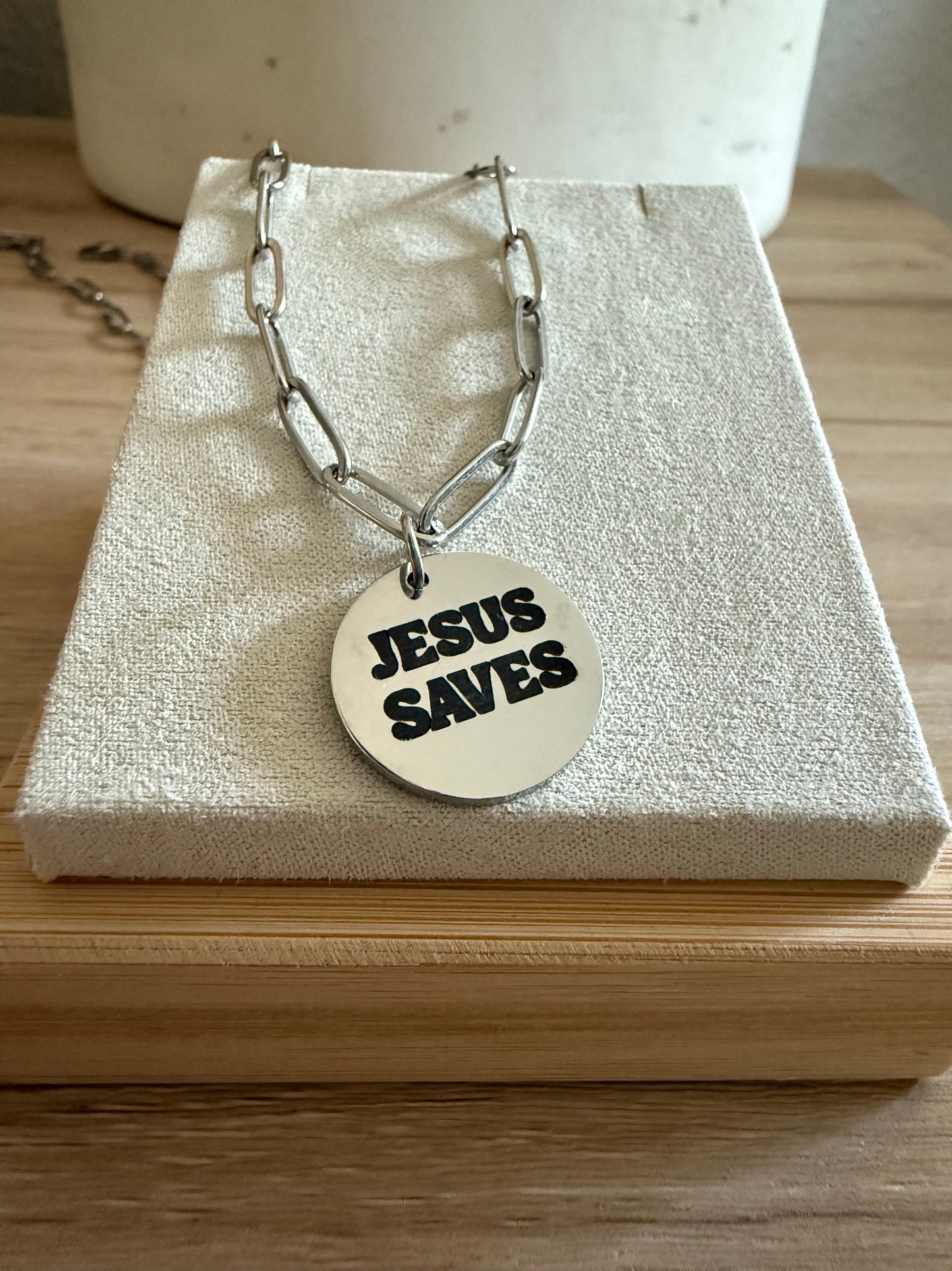 JESUS SAVES Paper Clip Necklace