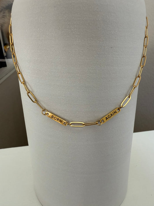 BORN AGAIN Identity Paperclip Necklace