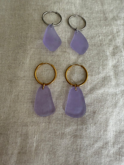Purple Sea Glass Earrings