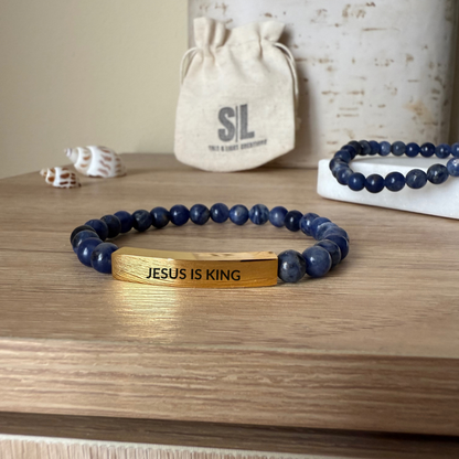 JESUS IS KING Natural Earth Stone Bracelet