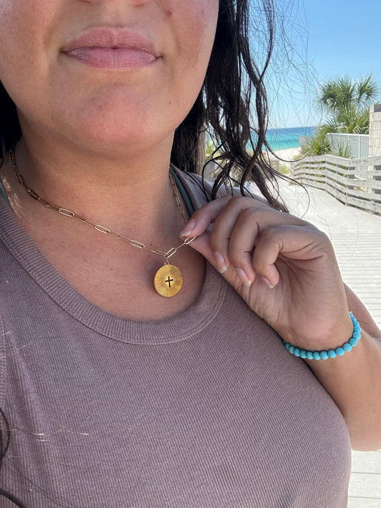 NEW Sun Burst Cross Paper Clip Necklace