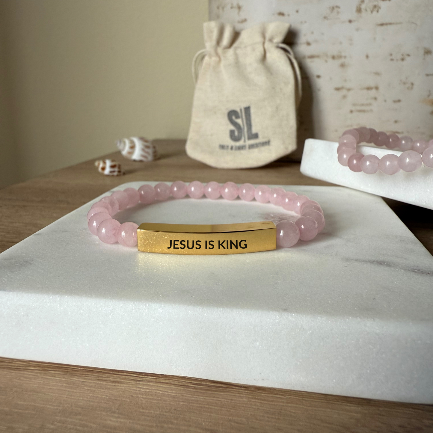 JESUS IS KING Natural Earth Stone Bracelet