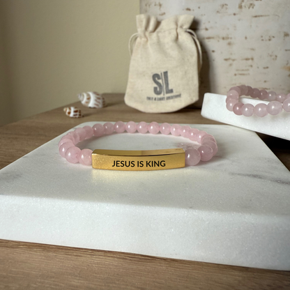 JESUS IS KING Natural Earth Stone Bracelet