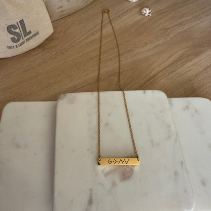 GOD IS GREATER THAN THE HIGHS AND LOWS Bar Necklace