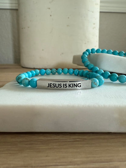 JESUS IS KING Natural Earth Stone Bracelet