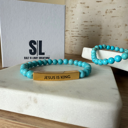 JESUS IS KING Natural Earth Stone Bracelet