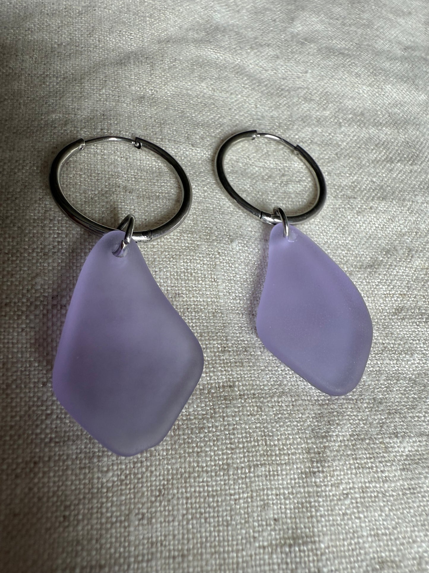 Purple Sea Glass Earrings