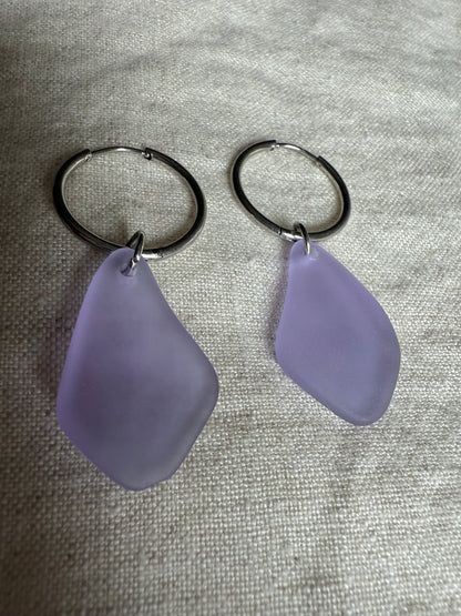 Purple Sea Glass Earrings