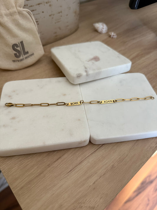 BORN AGAIN Identity Paperclip Bracelet