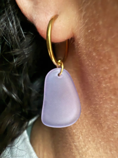 Purple Sea Glass Earrings