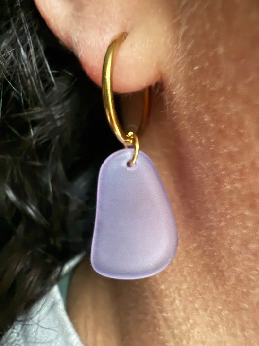 Purple Sea Glass Earrings