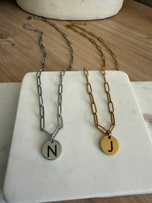 Initial Necklace Paper Clip