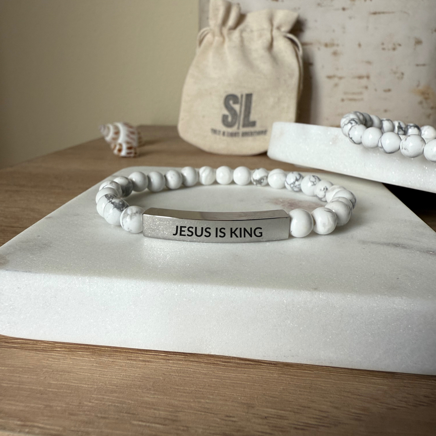JESUS IS KING Natural Earth Stone Bracelet