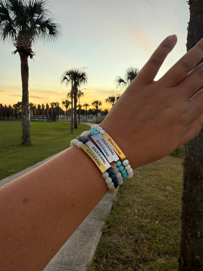 JESUS IS KING Natural Earth Stone Bracelet