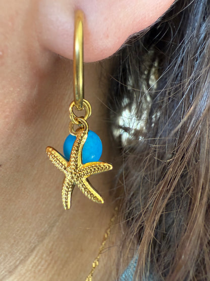 STARFISH TURQUOISE STONE EARRINGS
