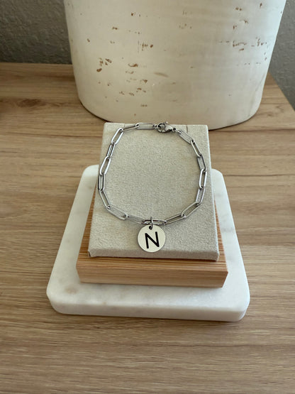 Paper Clip Initial Bracelet