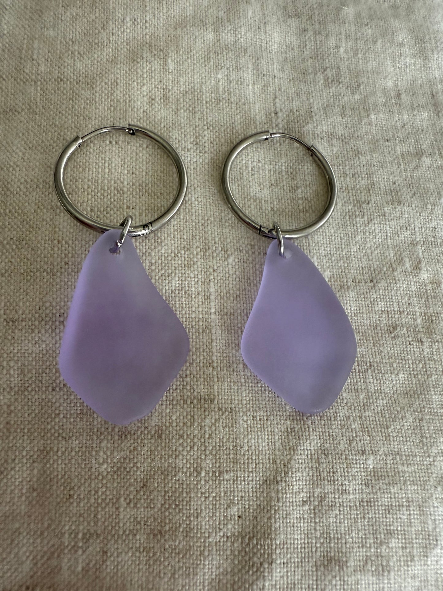 Purple Sea Glass Earrings