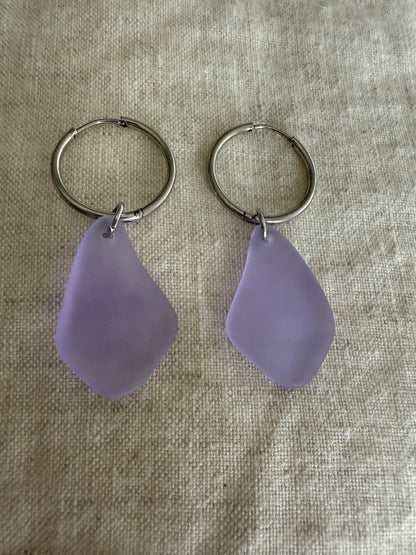 Purple Sea Glass Earrings