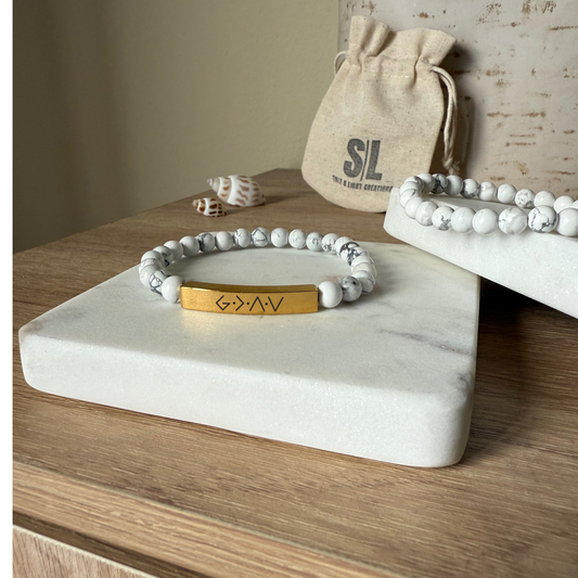 God Is Greater Than The Highs and Lows Natural Earth Stone Bracelet