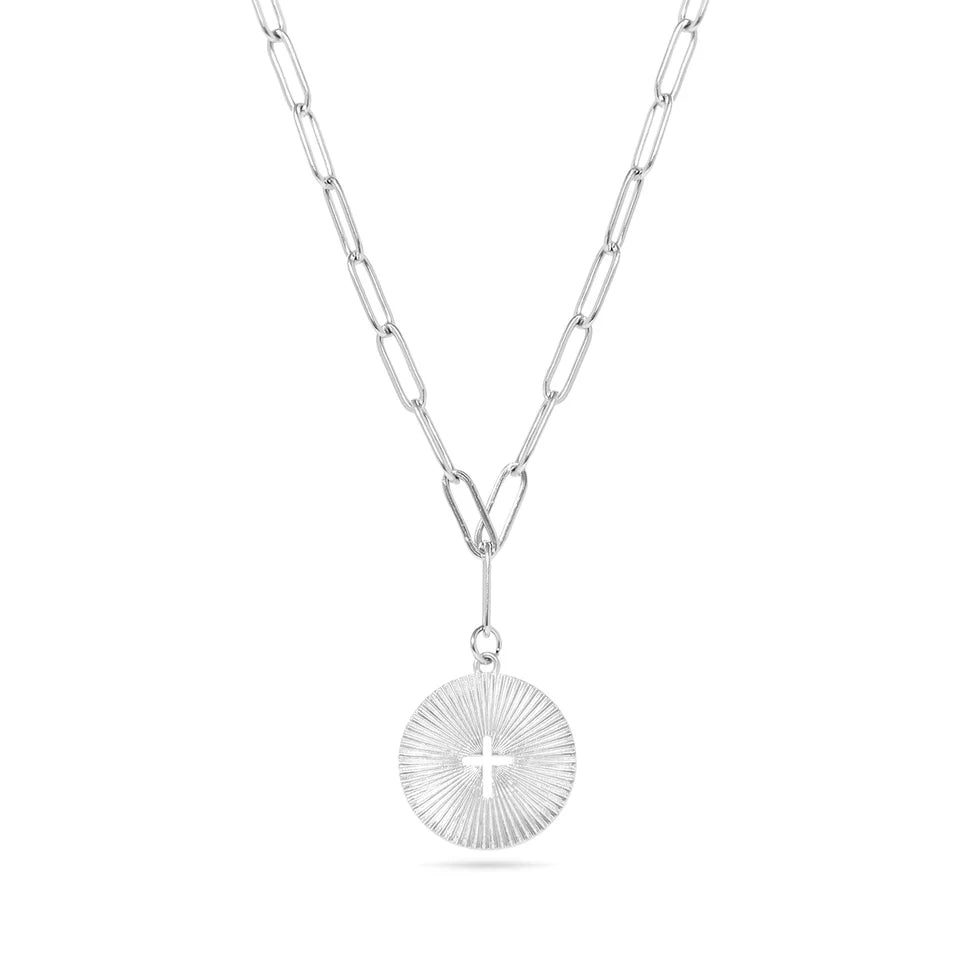 NEW Sun Burst Cross Paper Clip Necklace